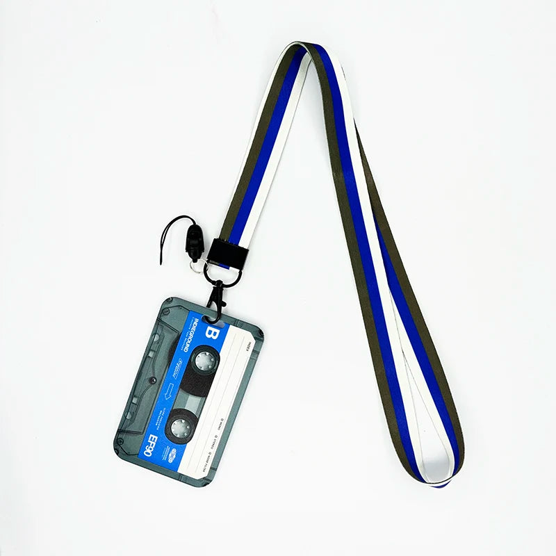 Retro Tape Design Lanyard with Card Holder