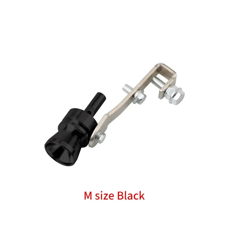 Black exhaust turbine whistle with a metal mounting bracket.