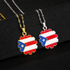 Stainless Steel Puerto Rico Map Pendant Necklace