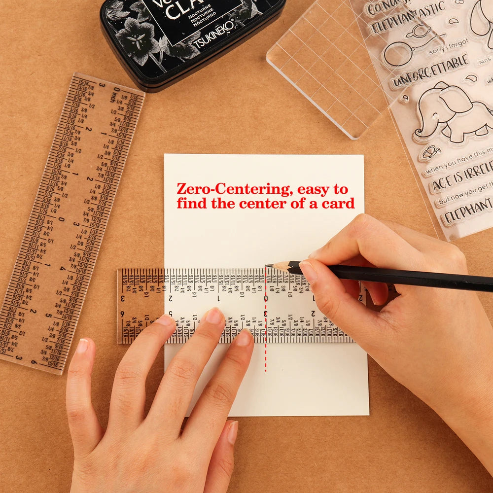 Zero-Centering Clear Acrylic Ruler for Crafting & Card Making