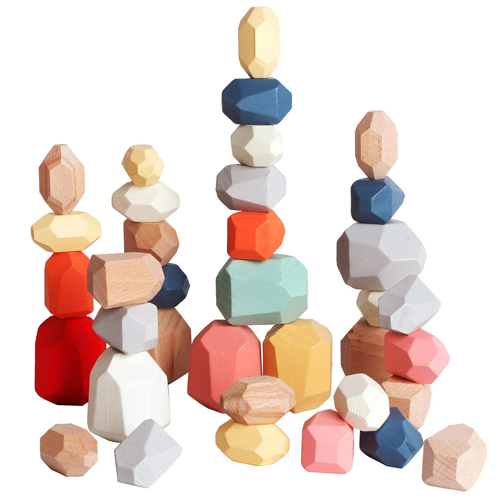 Wooden Stacking Rocks Toy for Kids