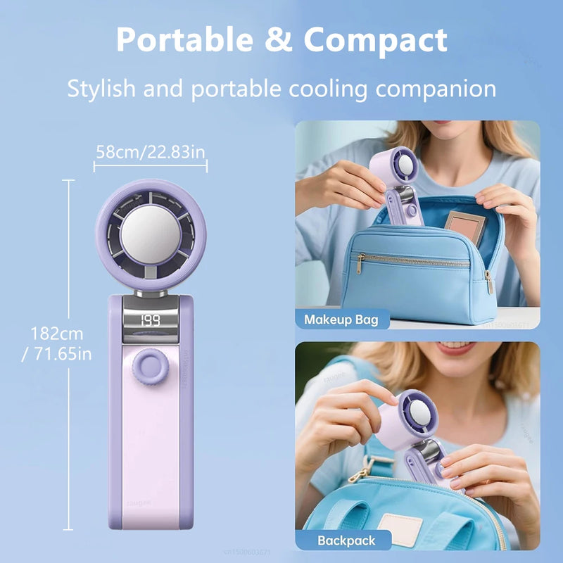 Tri-Fold Portable Cooling Fan with Digital Display