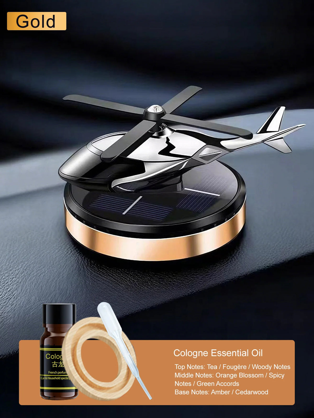 Solar-Powered Rotating Helicopter Car Air Freshener & Decorative Aromatherapy Diffuser