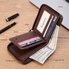Men's Waxed Leather Bifold Wallet with All-Around Zipper
