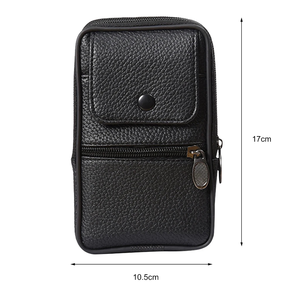 Black vintage genuine cowhide leather crossbody sling bag with a flap and zippered pocket