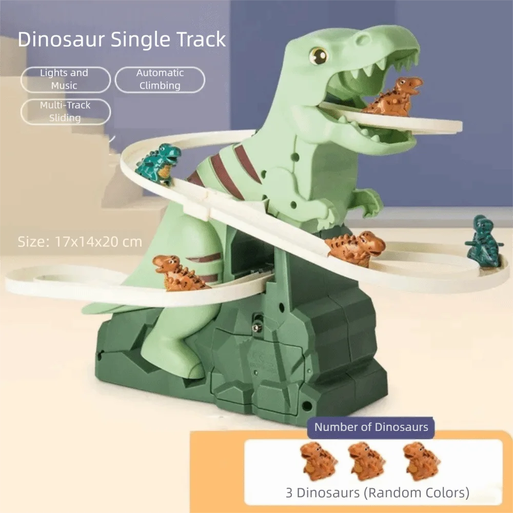 Dinosaur Stair Climbing Race Track Toy with Lights and Music