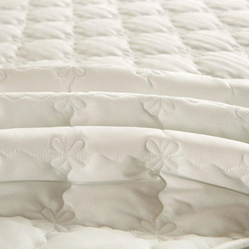 Quilted Solid Color Bed Skirt with Pleated Ruffle