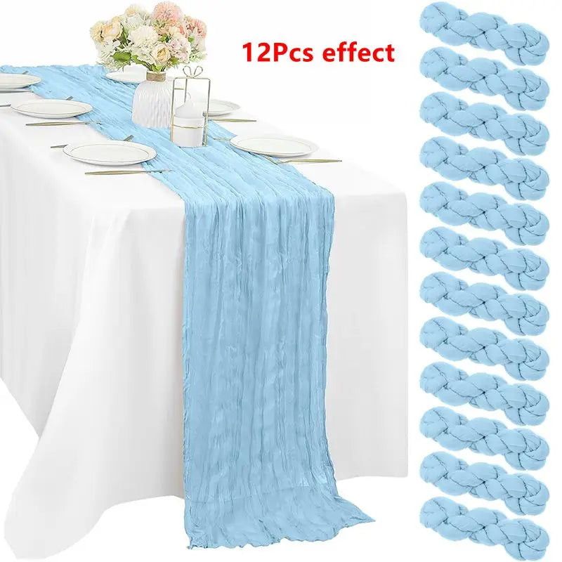 Green Bohemian Cheesecloth Table Runner