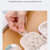 Hand opening a clear pill organizer with an inner cover for convenient access