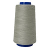 A spool of gray heavy-duty waterproof bonded polyester thread with a blue core.