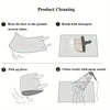 Instructions for cleaning a Boho Geometric Non-Slip Runner Rug, showing steps like beating the face to the ground and brushin