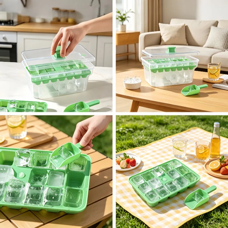 Double-Layer Portable Ice Cube Tray and Storage Box