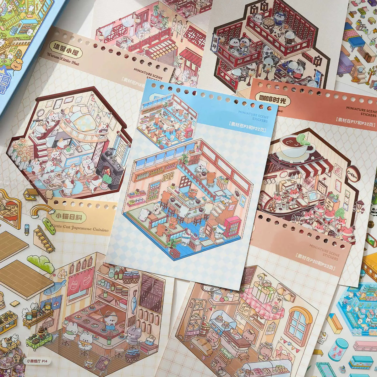 3D Miniature Scene Sticker Book – DIY Visual Stacking Decorative Stickers