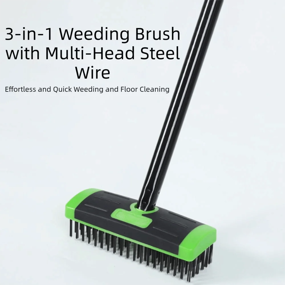 Pincel para desmalezar extensible negro de 3 en 1 con cabeza verde