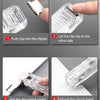 Instructions showing how to use a reusable push clamp stapler to bind documents.