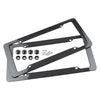 Black carbon fiber style license plate frame set with mounting holes