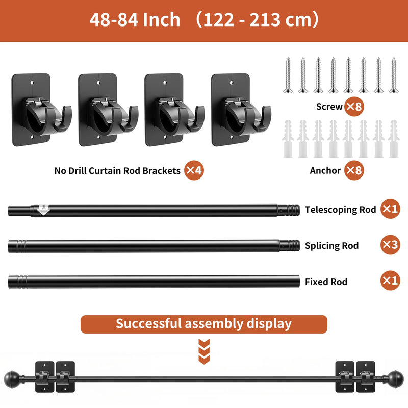 No-Drill Adhesive Curtain Rods