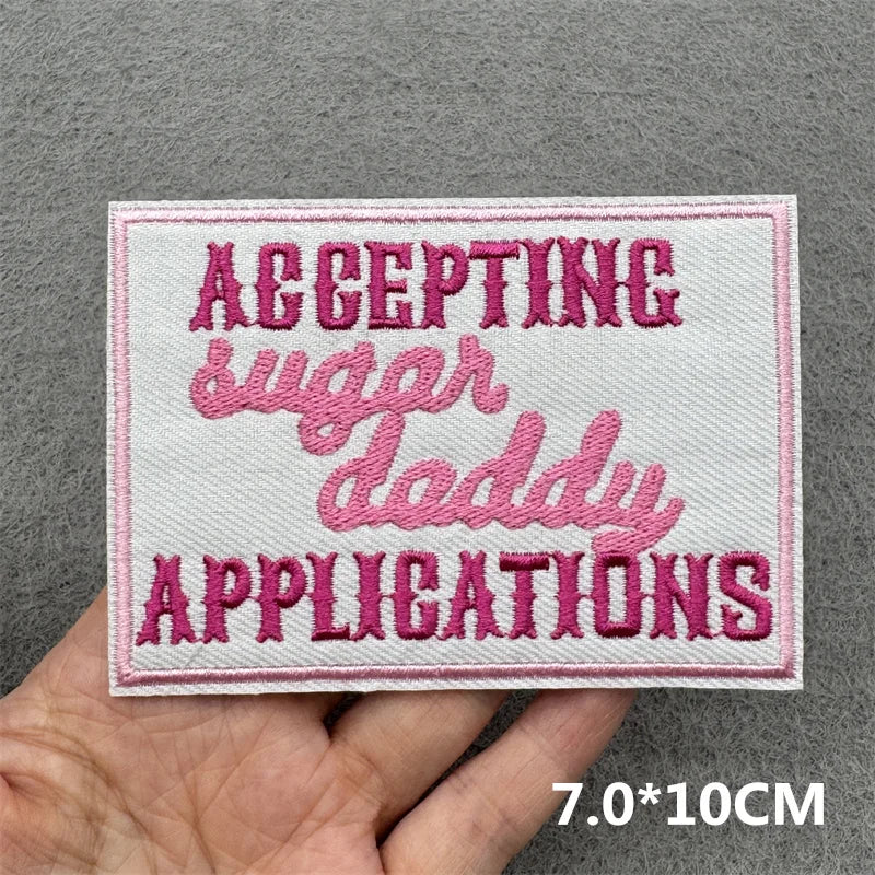 Pink Embroidered Iron-On Letter Patches for Clothing & Accessories