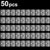 A grid of fifty self-adhesive wall hooks for frames and photos in various sizes.