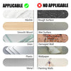 Comparison chart showing which surfaces are applicable and not applicable for heavy-duty double-sided adhesive pads.