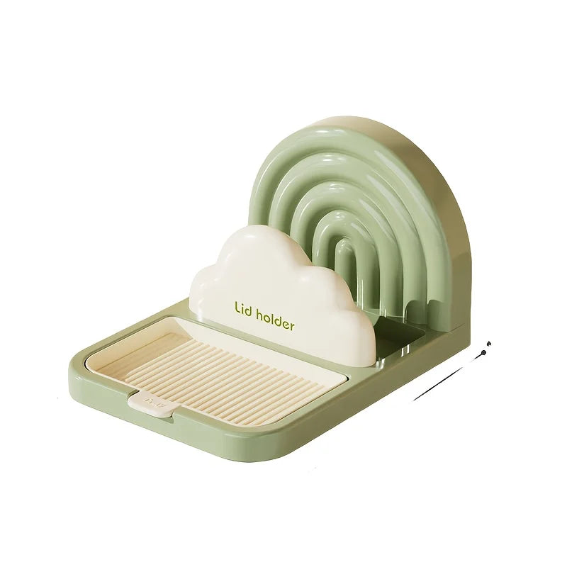 Countertop Pot Lid Organizer with Drip Tray