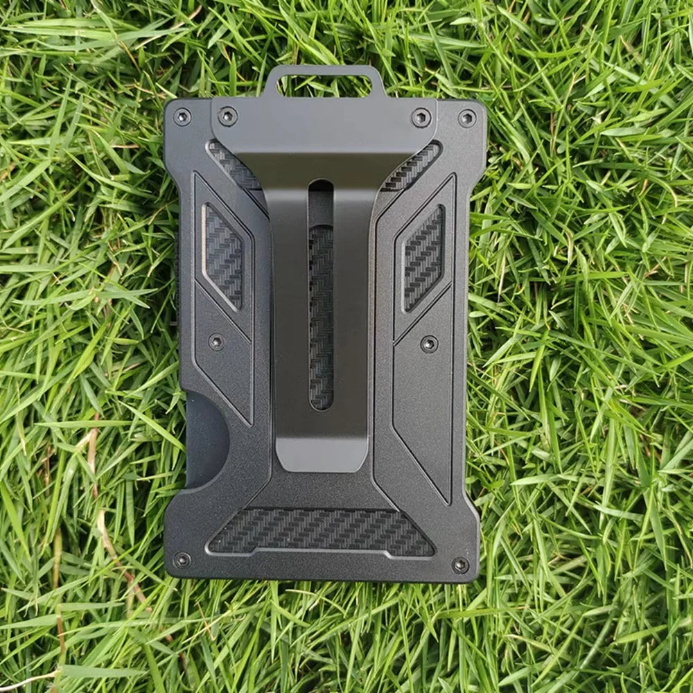 Slim Aluminum RFID Blocking Wallet with ID Window and Money Clip