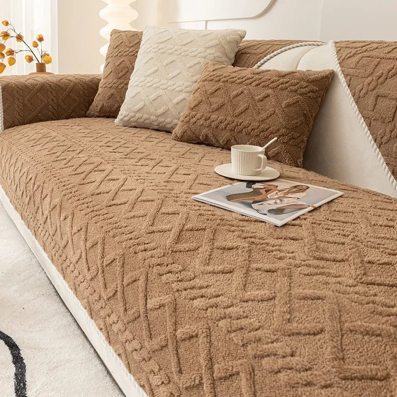 Plush Non-Slip Sofa Cover with Quilted Cotton