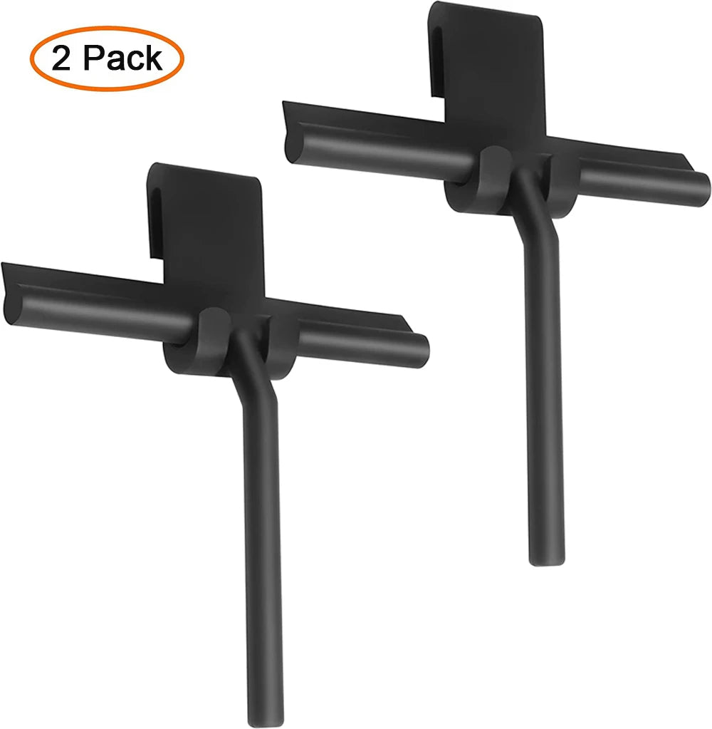 Shower Squeegee with Hanging Silicone Holder for Glass Doors & Mirrors
