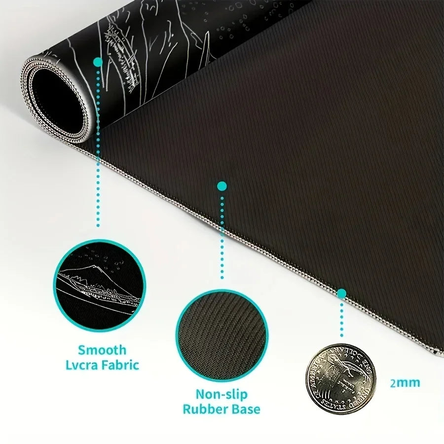 Extended Desk Mouse Pad with Stitched Edges & Non-Slip Rubber Base