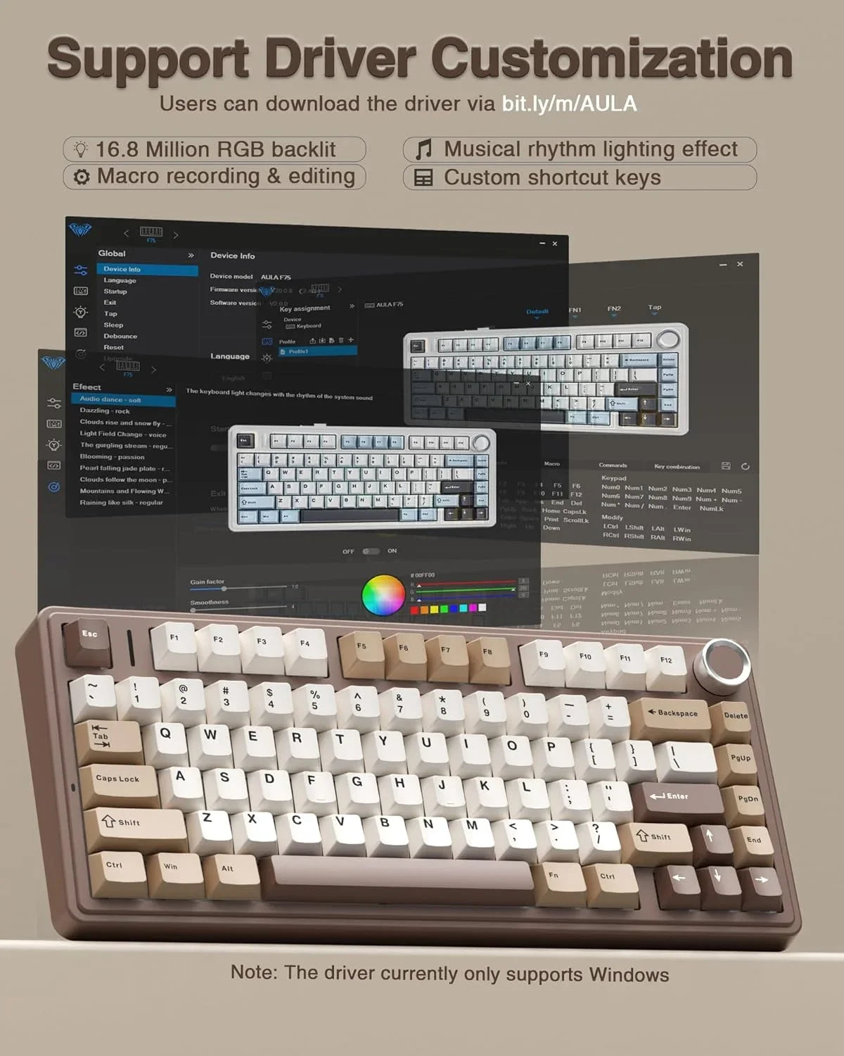 AULA F75 Tri-Mode Wireless Mechanical Keyboard