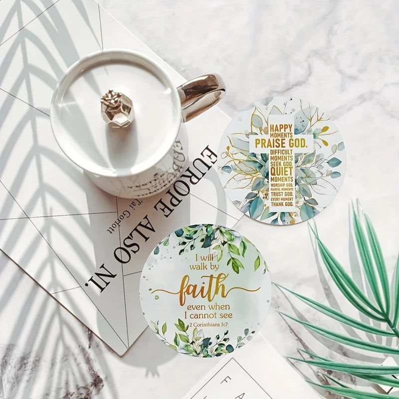 Floral Christian Quote Wooden Coasters (Set of 4)