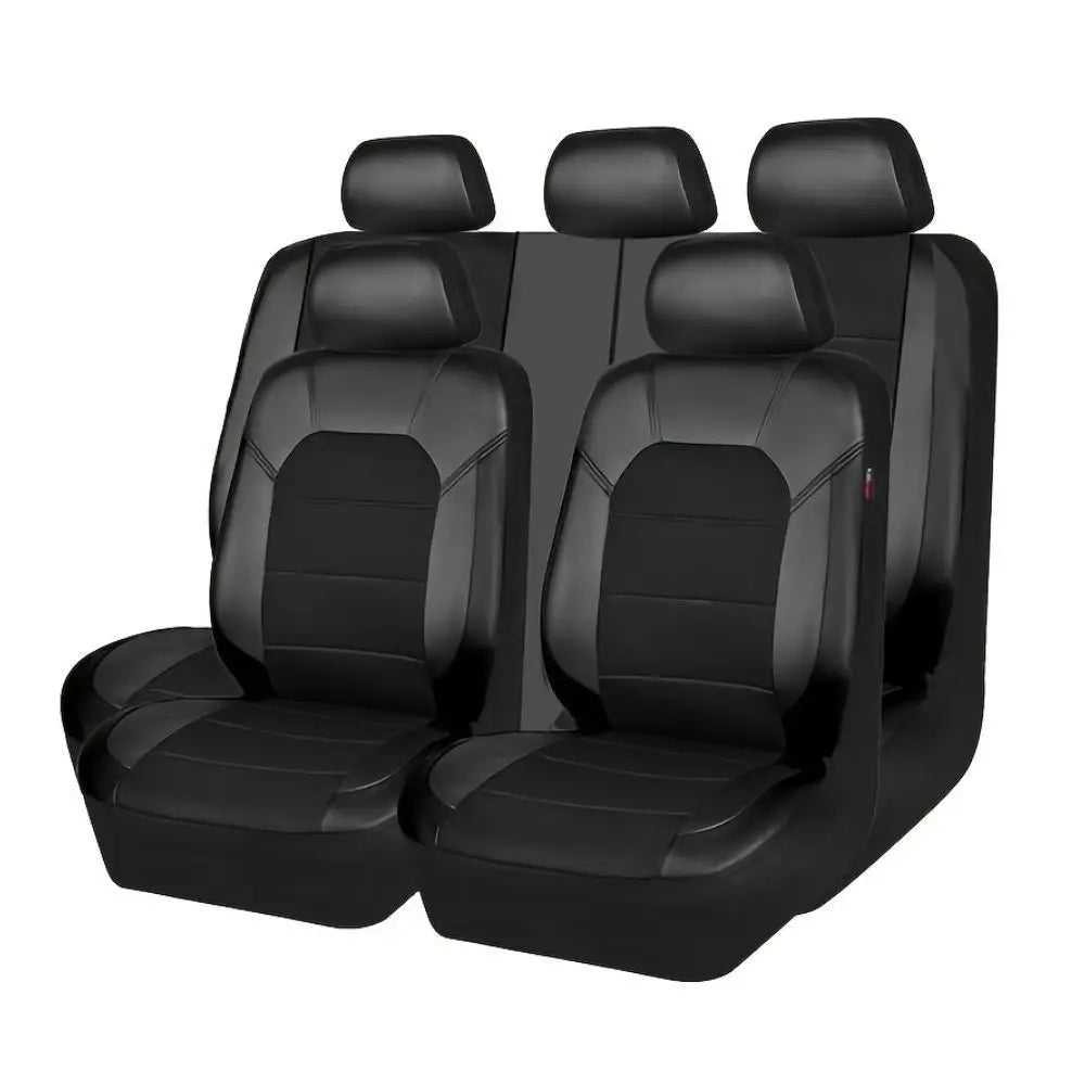Black PU leather car seat covers with breathable mesh for universal fit