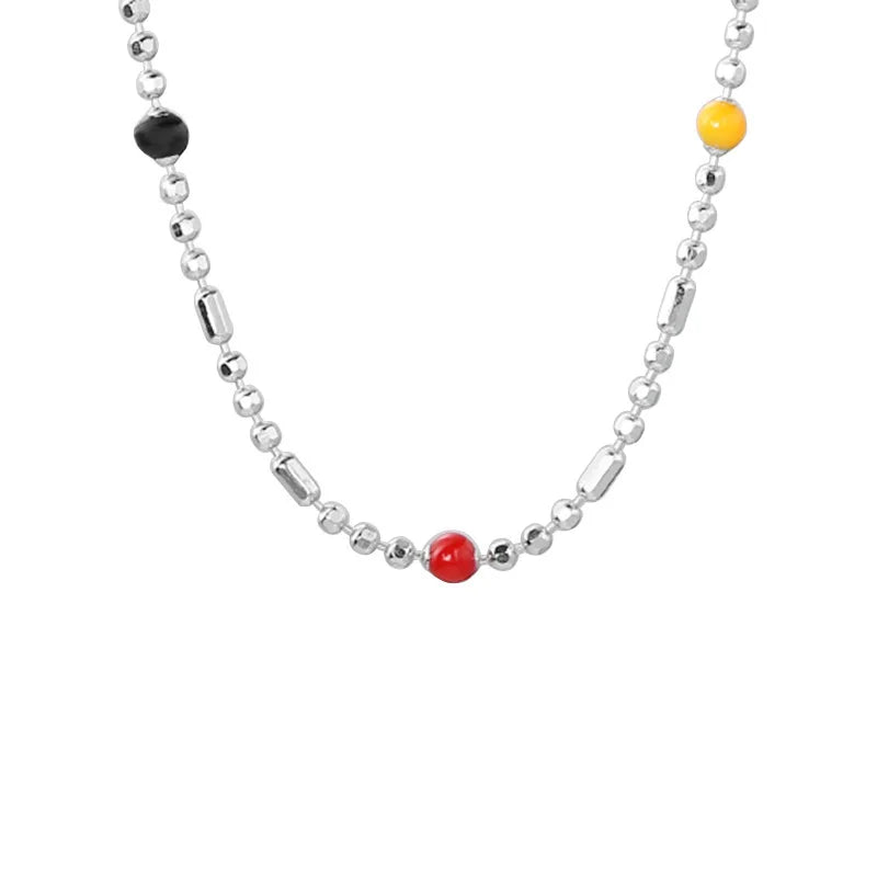 Rainbow Bead Clavicle Chain Necklace
