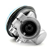 A durable aluminum brush cutter gearbox replacement assembly with a silver housing and blue accents.