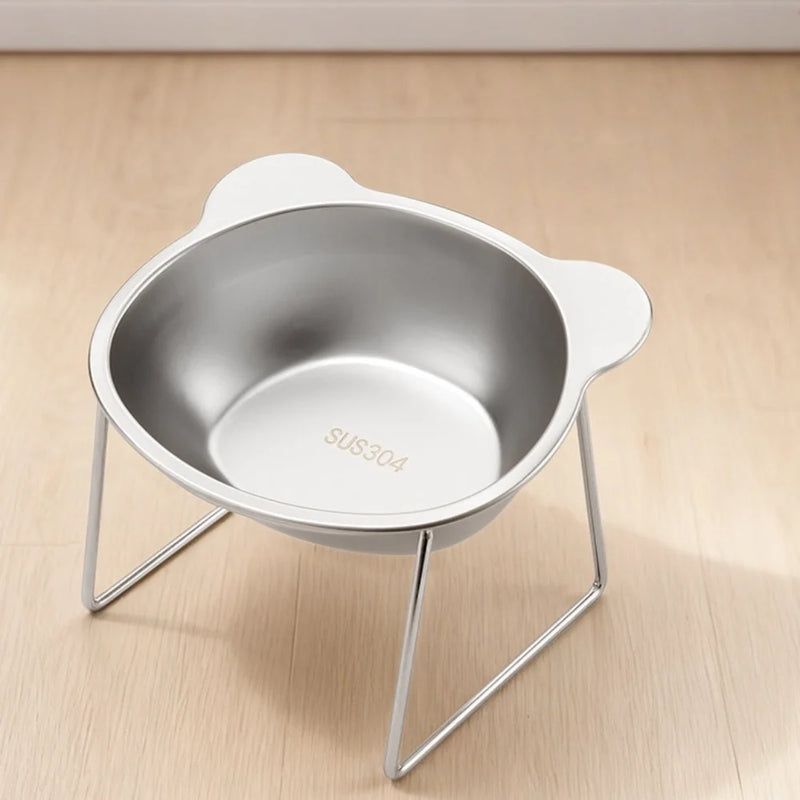 Elevated Stainless Steel Pet Bowl with Angled Feeder
