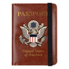 Classic PU Leather Passport Holder with US Flag Detail