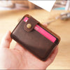 Vintage Leather Slim Card Holder with Snap Closure