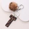 Leopard Print Letter Keychain