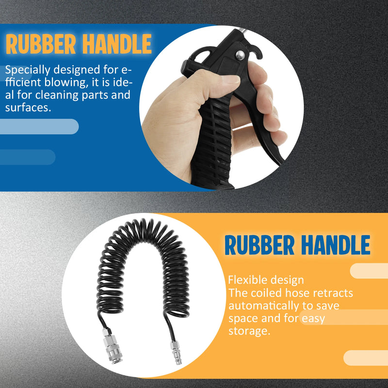 Coiled Air Blow Gun Kit with Retractable Hose