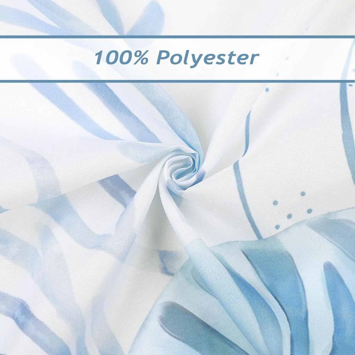 Light blue watercolor patterned polyester fabric for a shower curtain set