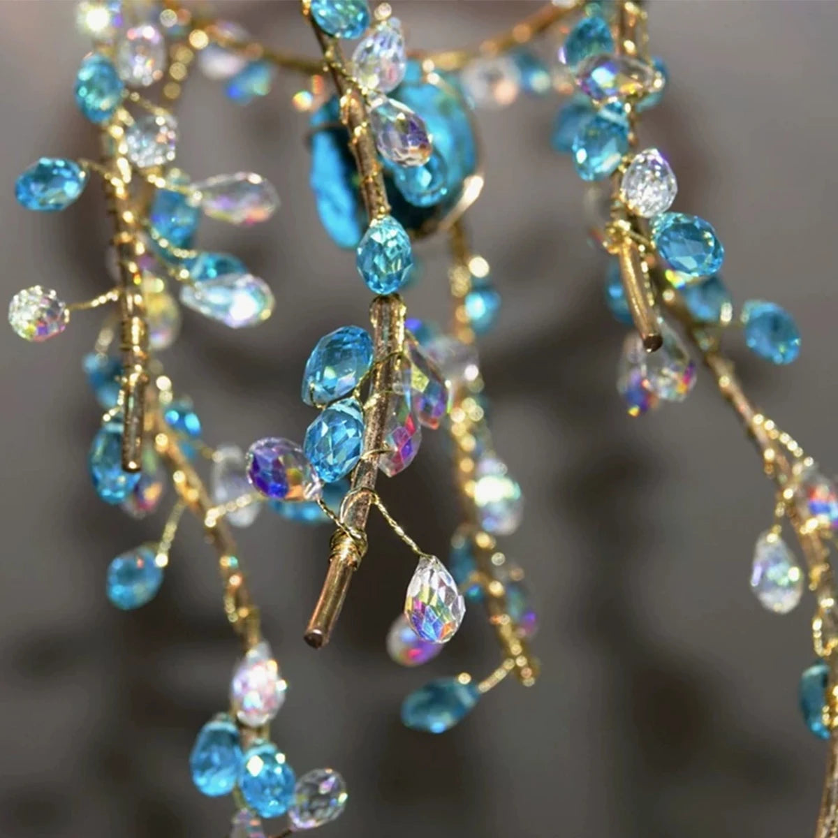 Crystal Willow Suncatcher Wind Chime in Natural Stone Finish
