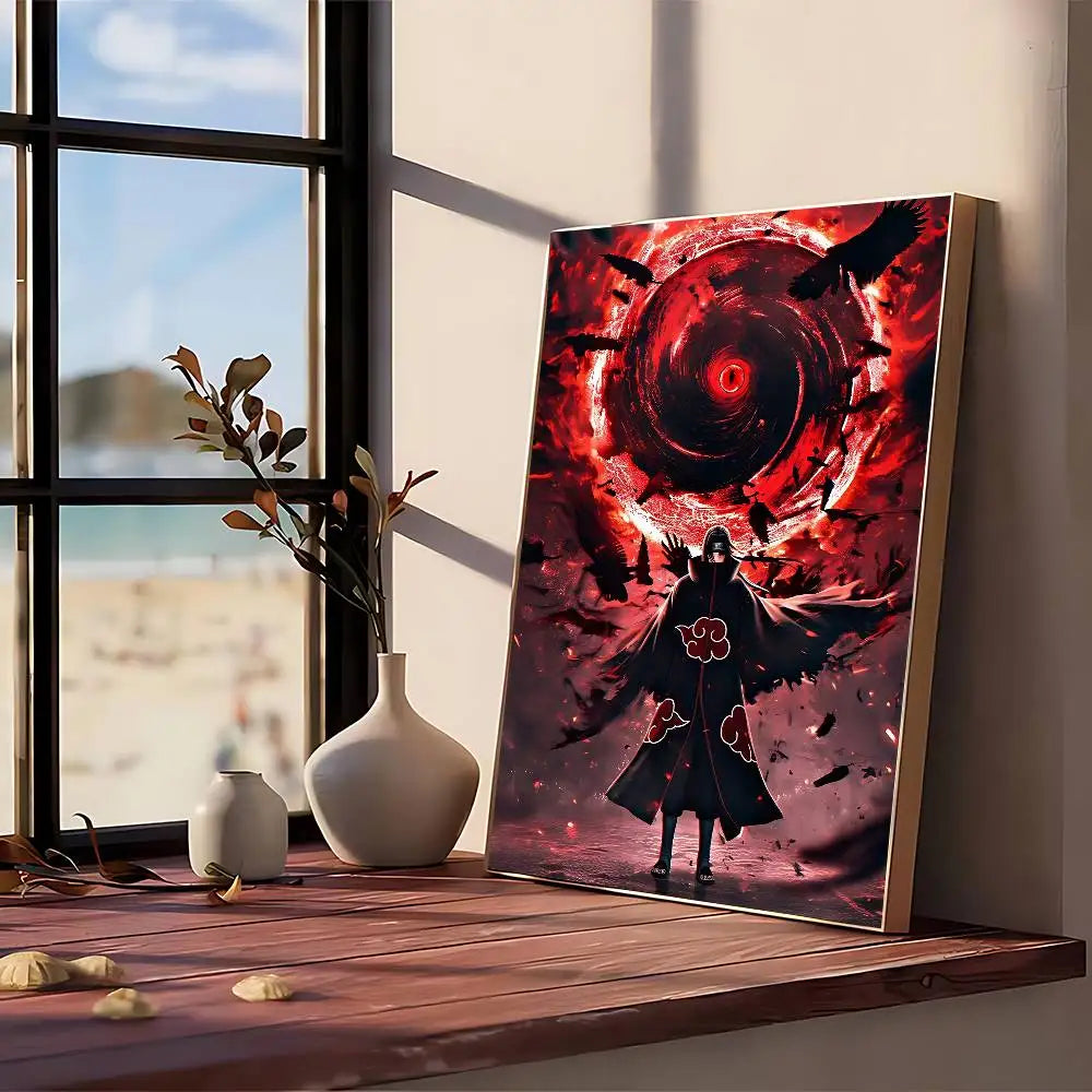 A canvas art print depicting a figure in a dark cloak against a swirling red and black vortex background.