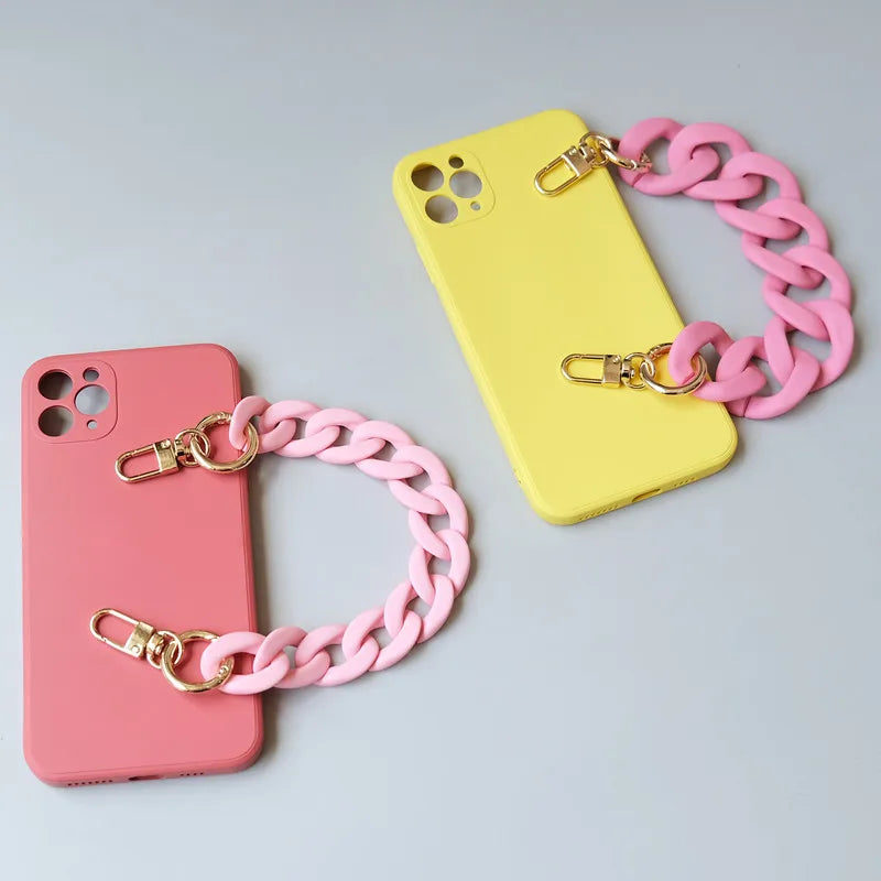 Matte Candy Pink Resin Handbag Chain – Detachable Shoulder Strap