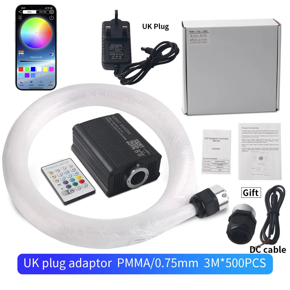 16W Starry Sky Fiber Optic Car Ceiling Light with Music Sync