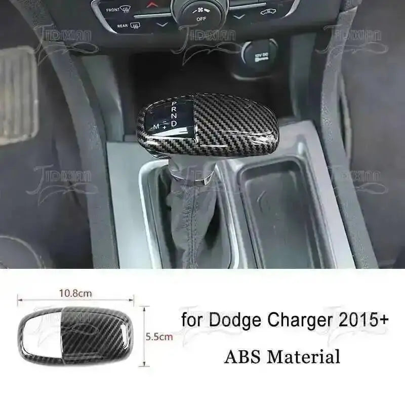 Carbon fiber interior trim kit for Dodge Charger featuring an ABS material component.