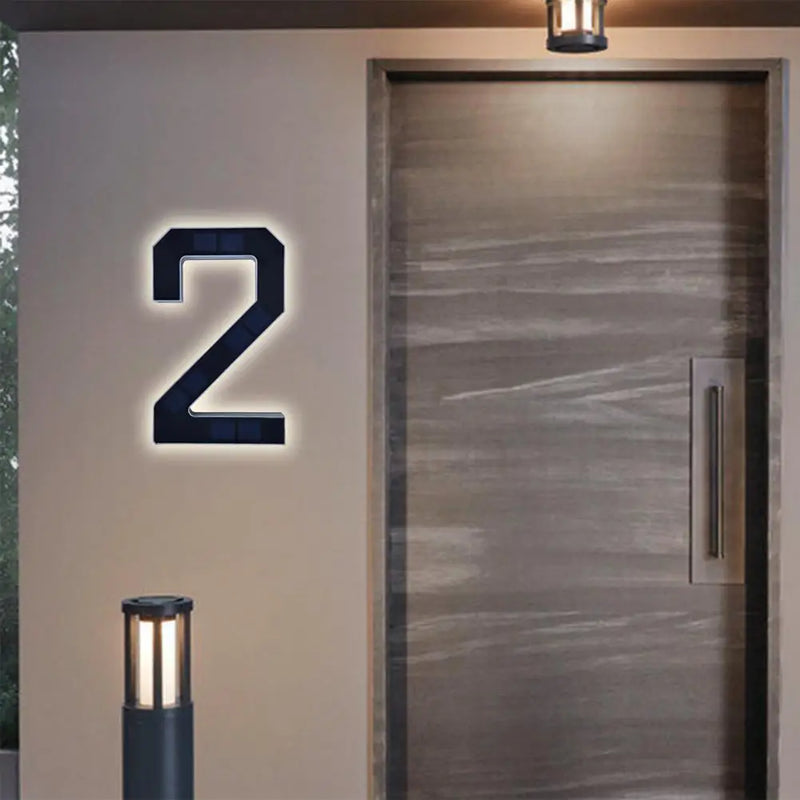 Solar-Powered LED House Number Sign