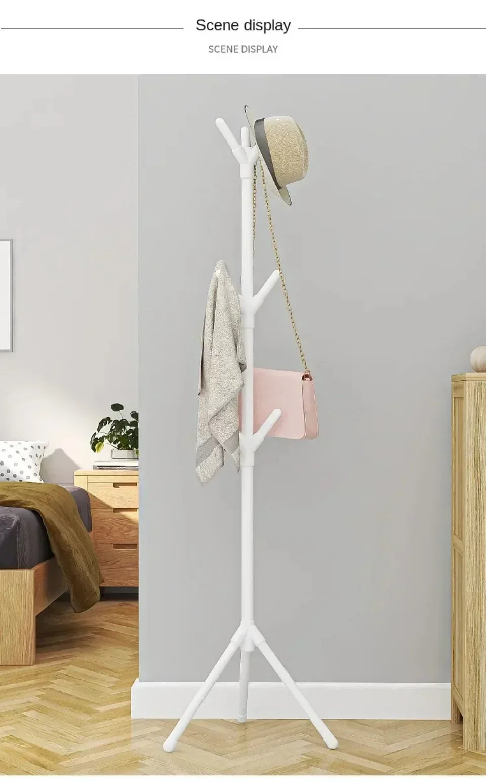 Vertical Tree Branch Coat Rack with 3 Hooks
