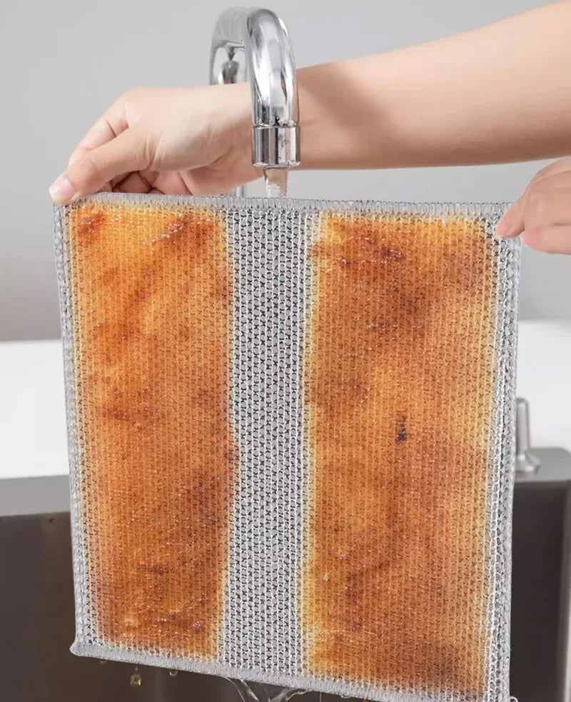 Heavy-Duty Microfiber Cleaning Cloths with Steel Mesh