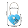 A light blue heart-shaped padlock with a white braided key and three numbered combination dials.