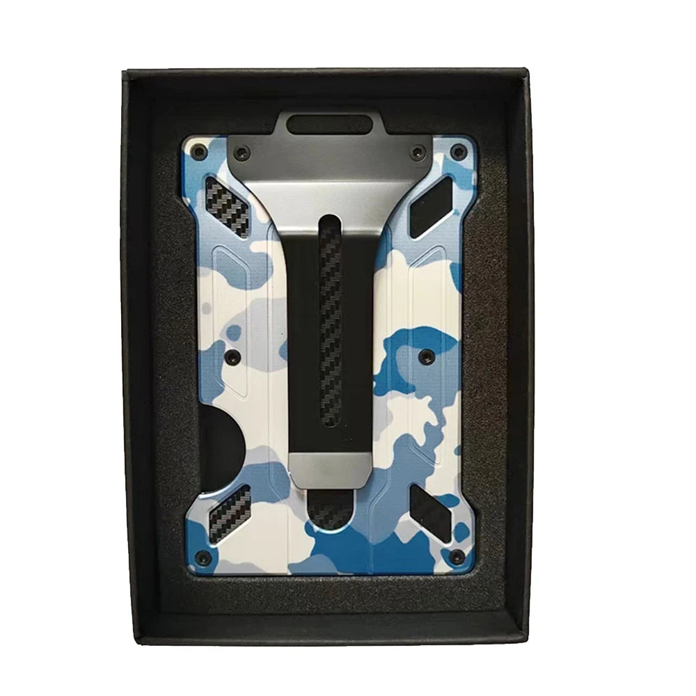 Slim Aluminum RFID Blocking Wallet with ID Window and Money Clip